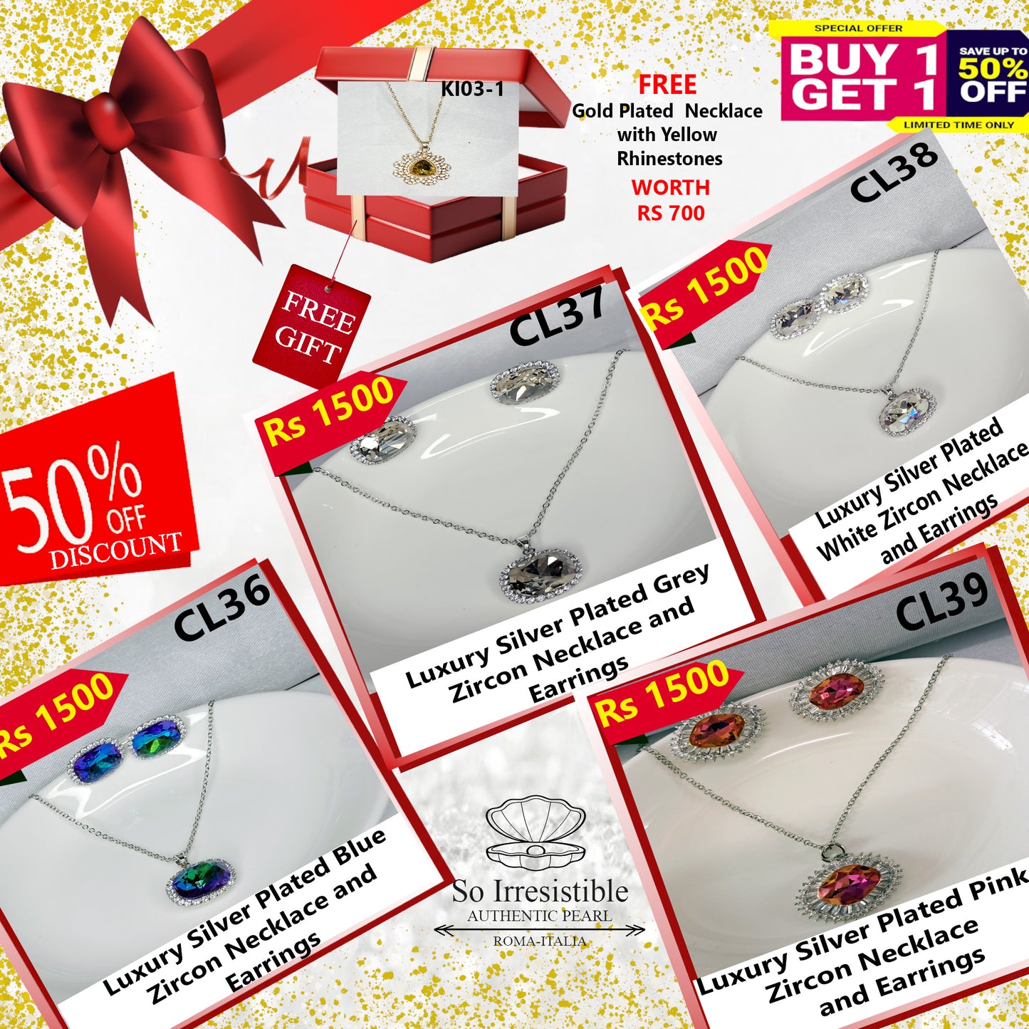 Luxury Silver Plated Oval Collection - Blue, Grey, White & Pink Zircon Jewelry Sets