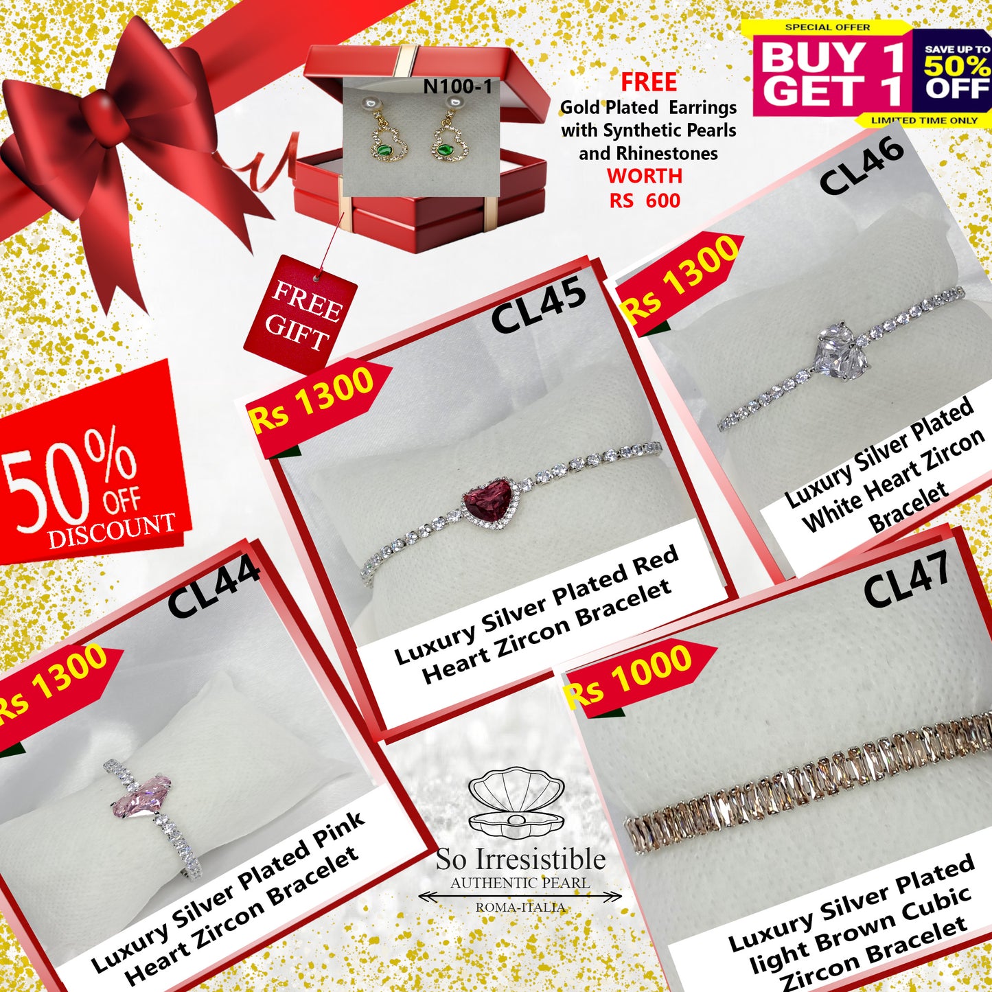 Luxury Silver Plated Bracelet Collection - Heart Zircon & Cubic Zircon Designs