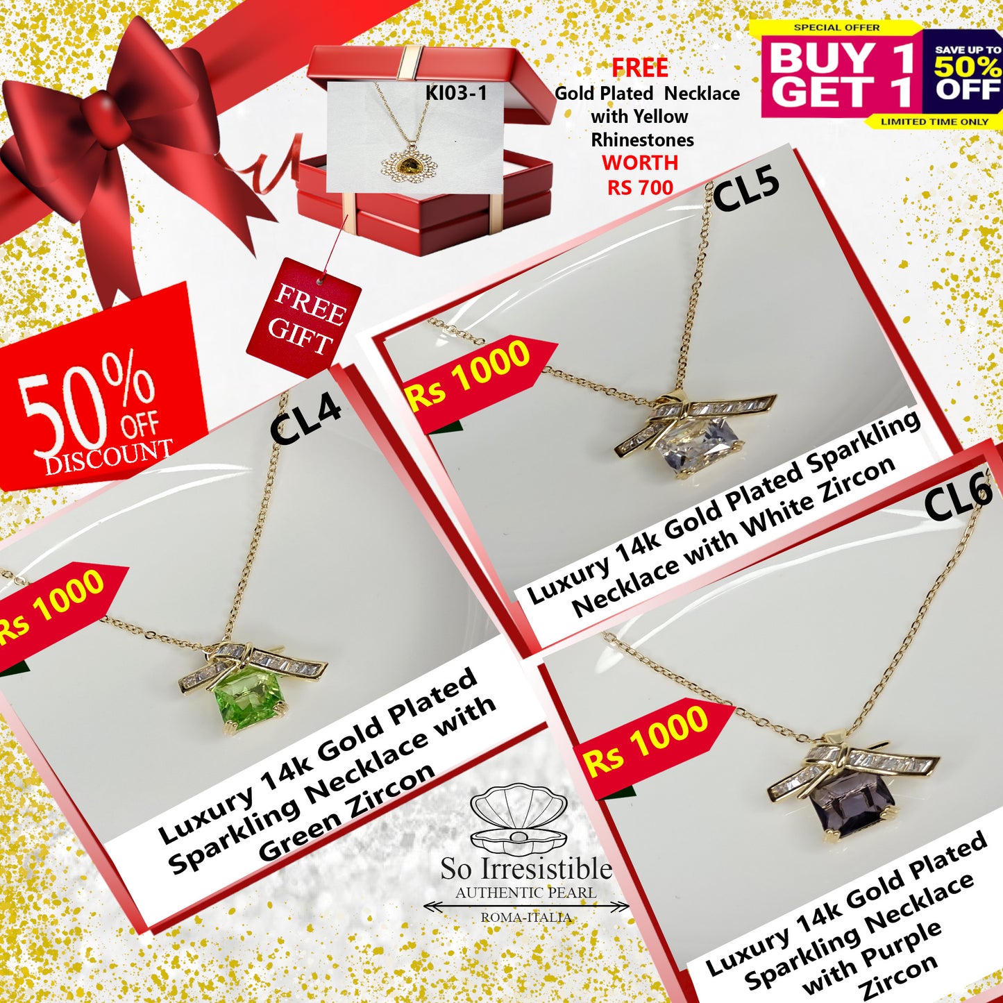 Luxury 14k Gold Plated Sparkling Zircon Collection Necklaces