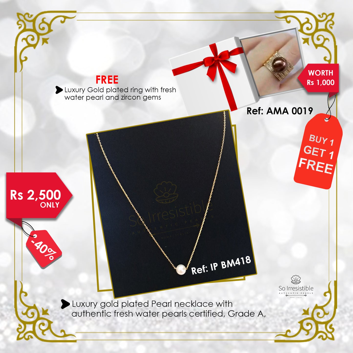 IP BM418 - Luxury gold plated necklace