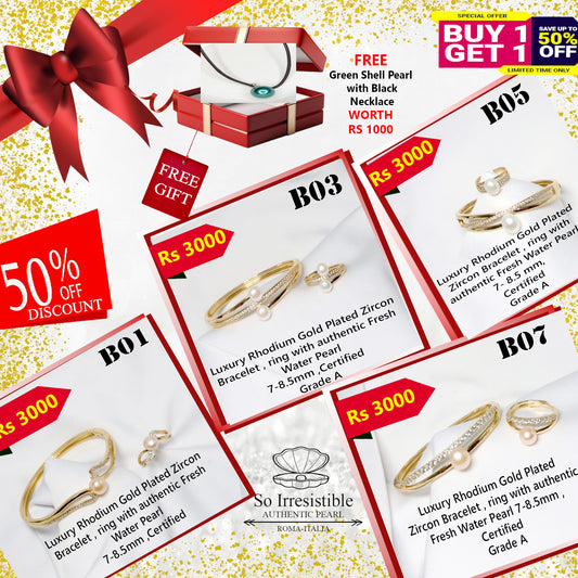 Rhodium Gold Plated Zircon Bracelet & Ring Sets