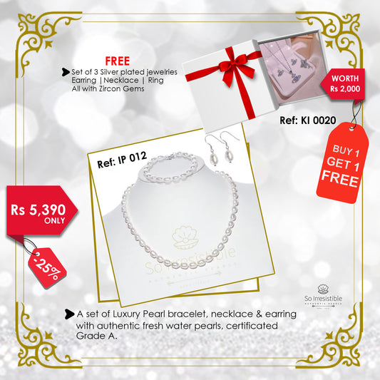 IP 012 - Set of Luxury Pearl bracelet, necklace & earring