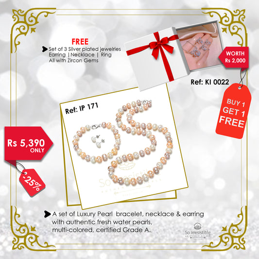 IP 171 - Set of Luxury Pearl bracelet, necklace & earring