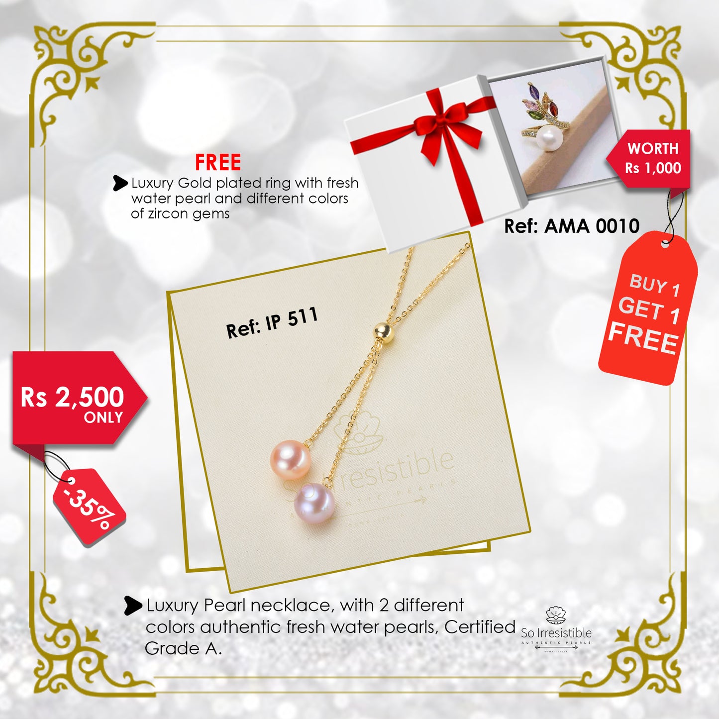 IP 511 - Luxury Pearl gold necklace