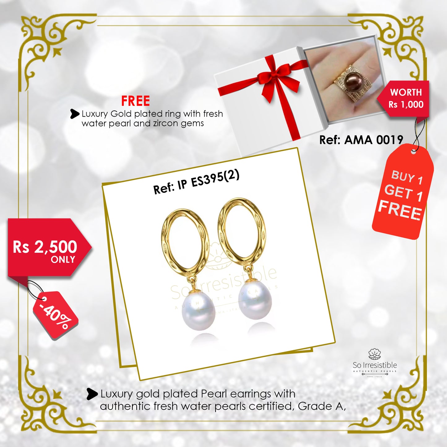 IP ES395(2) - Luxury gold plated earrings