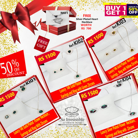 14K Gold & Silver Plated Sets with Colored Zircons