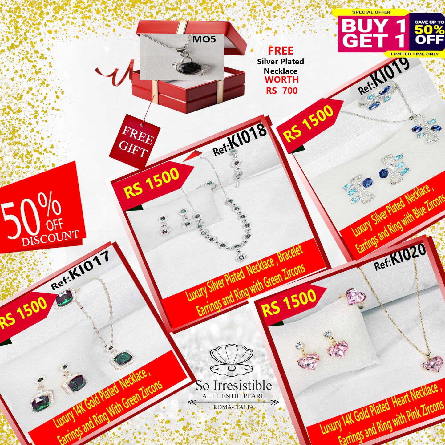 Gold & Silver Plated Sets with Colored Gemstones
