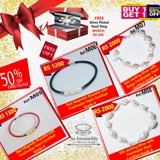 Magnetic & 925 Sterling Silver with Grade A Pearls