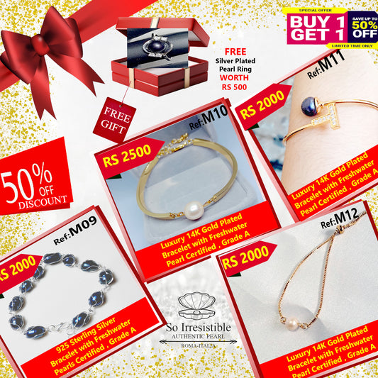 14K Gold Plated & 925 Sterling Silver with Certified Pearls